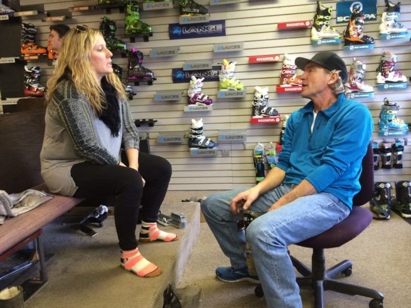 Man & Woman talking about boot fitting